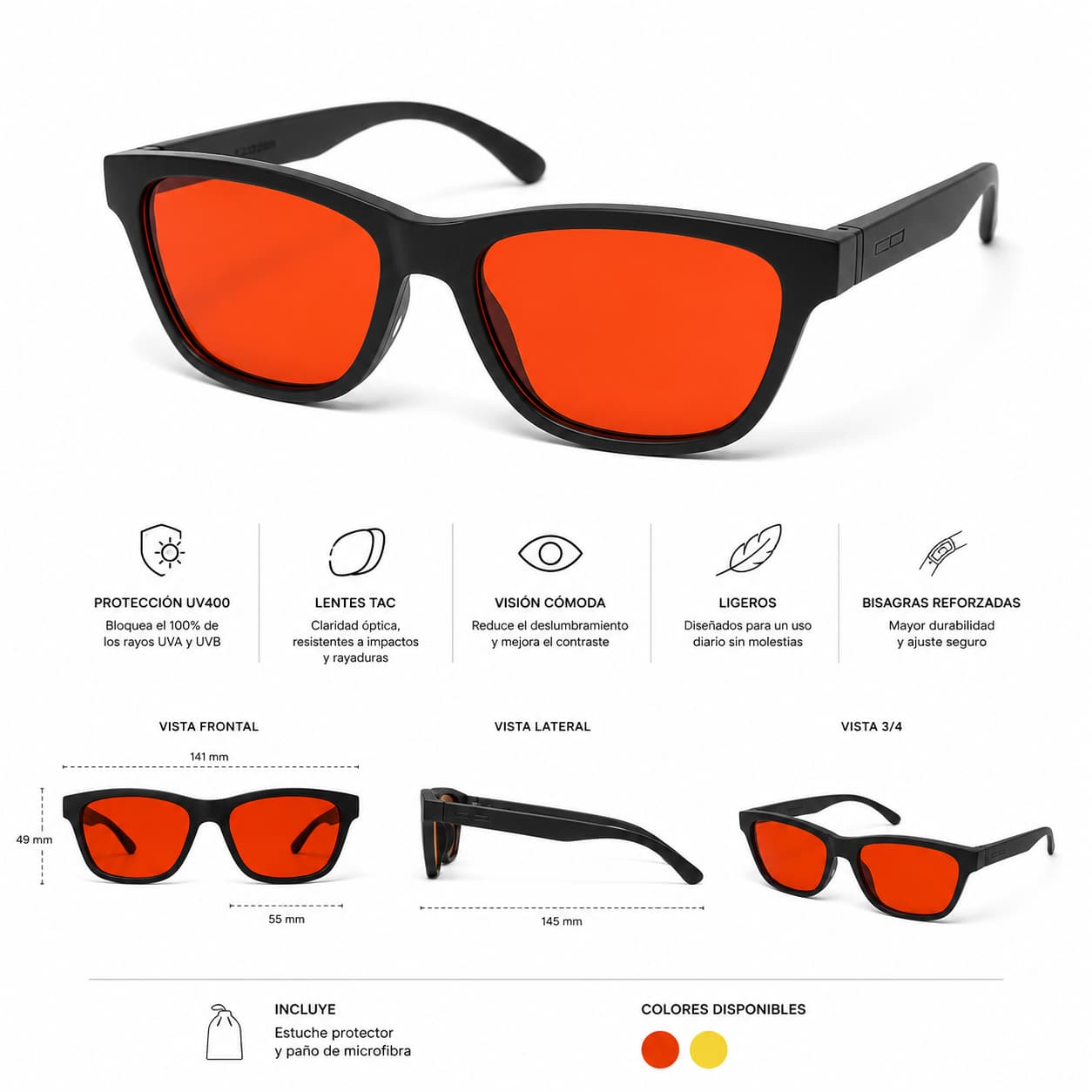 Wayfarer Style Rojo detalle 5