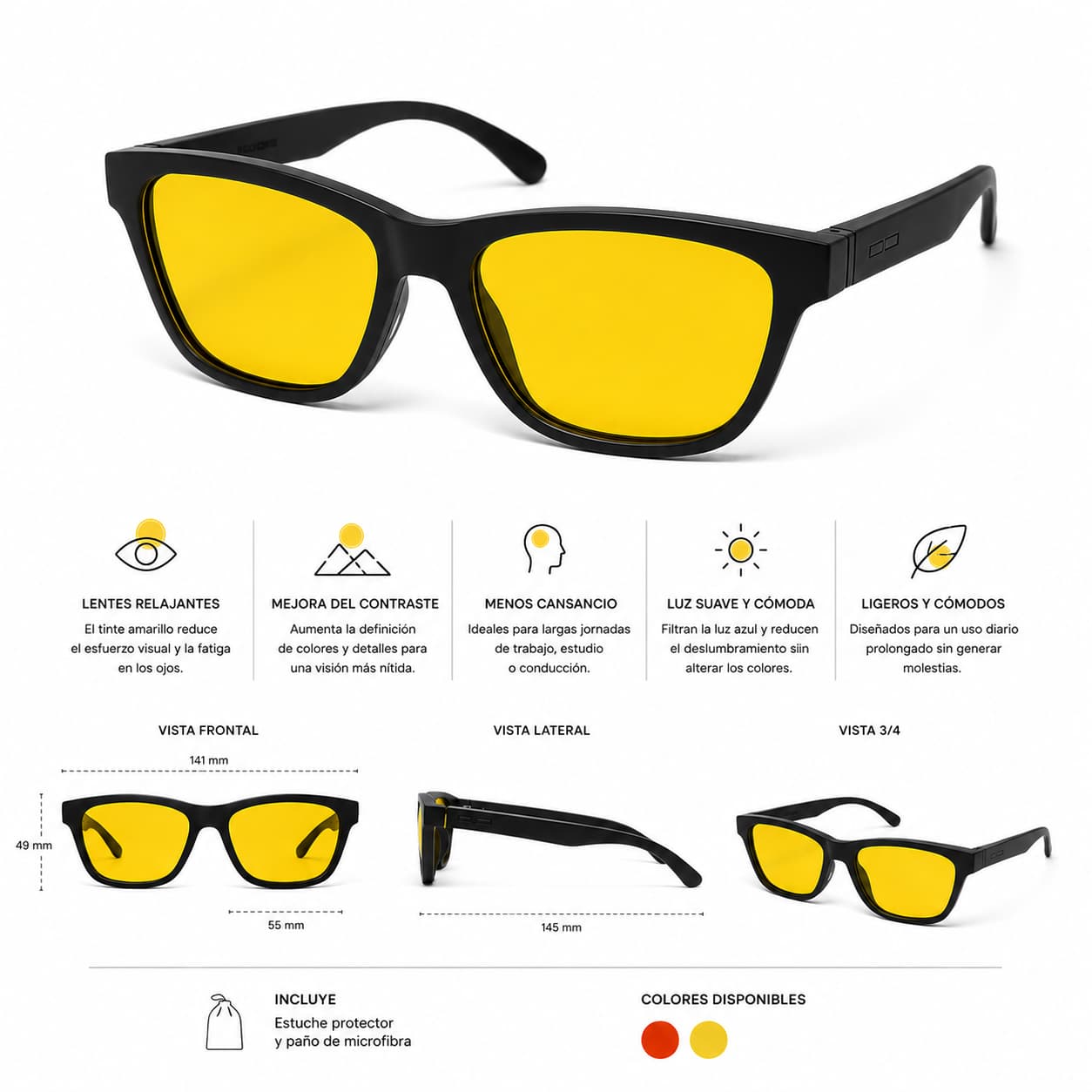 Wayfarer Style Amarillo detalle 6